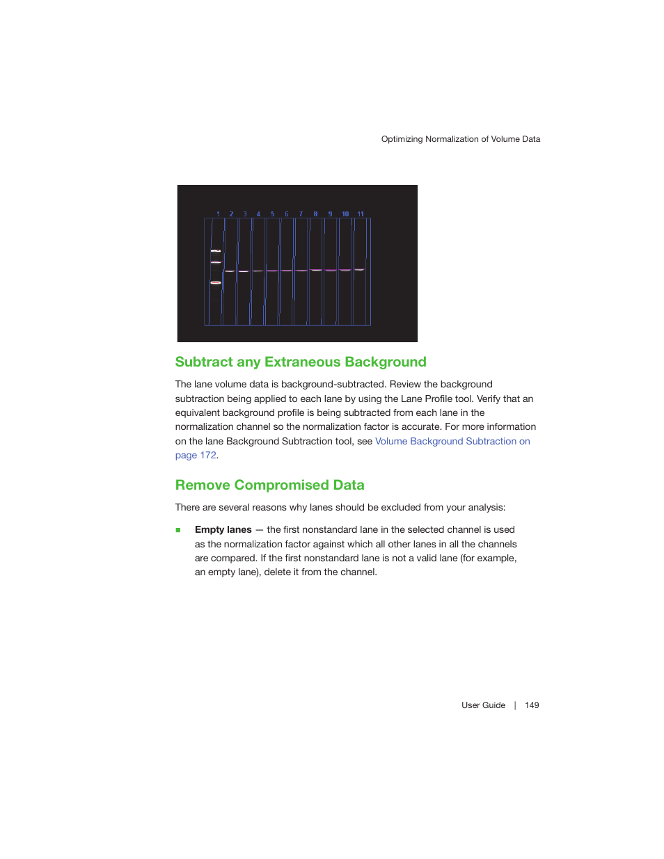 Subtract any extraneous background, Remove compromised data | Bio-Rad Image Lab™ Software User Manual | Page 149 / 260