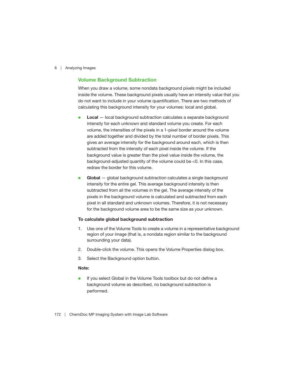 Volume background subtraction on | Bio-Rad Image Lab™ Software User Manual | Page 172 / 260
