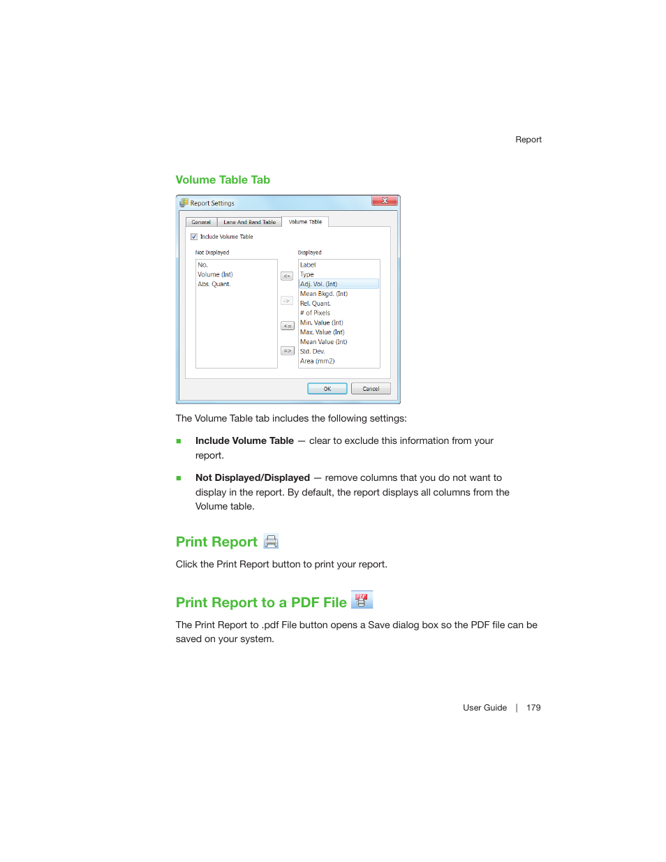 Print report, Print report to a pdf file, Print report print report to a pdf file | Bio-Rad Image Lab™ Software User Manual | Page 179 / 260