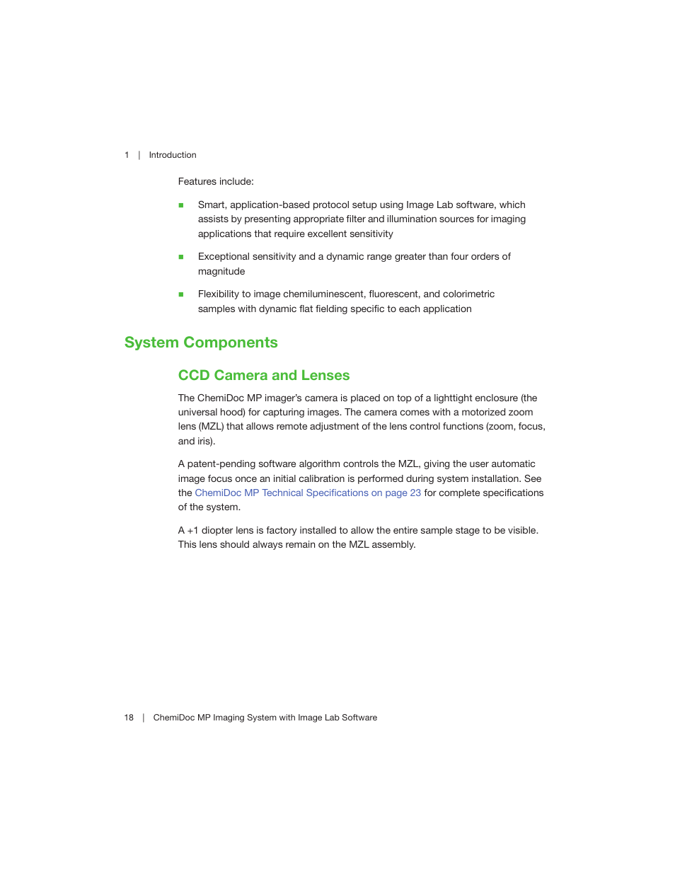System components, Ccd camera and lenses | Bio-Rad Image Lab™ Software User Manual | Page 18 / 260