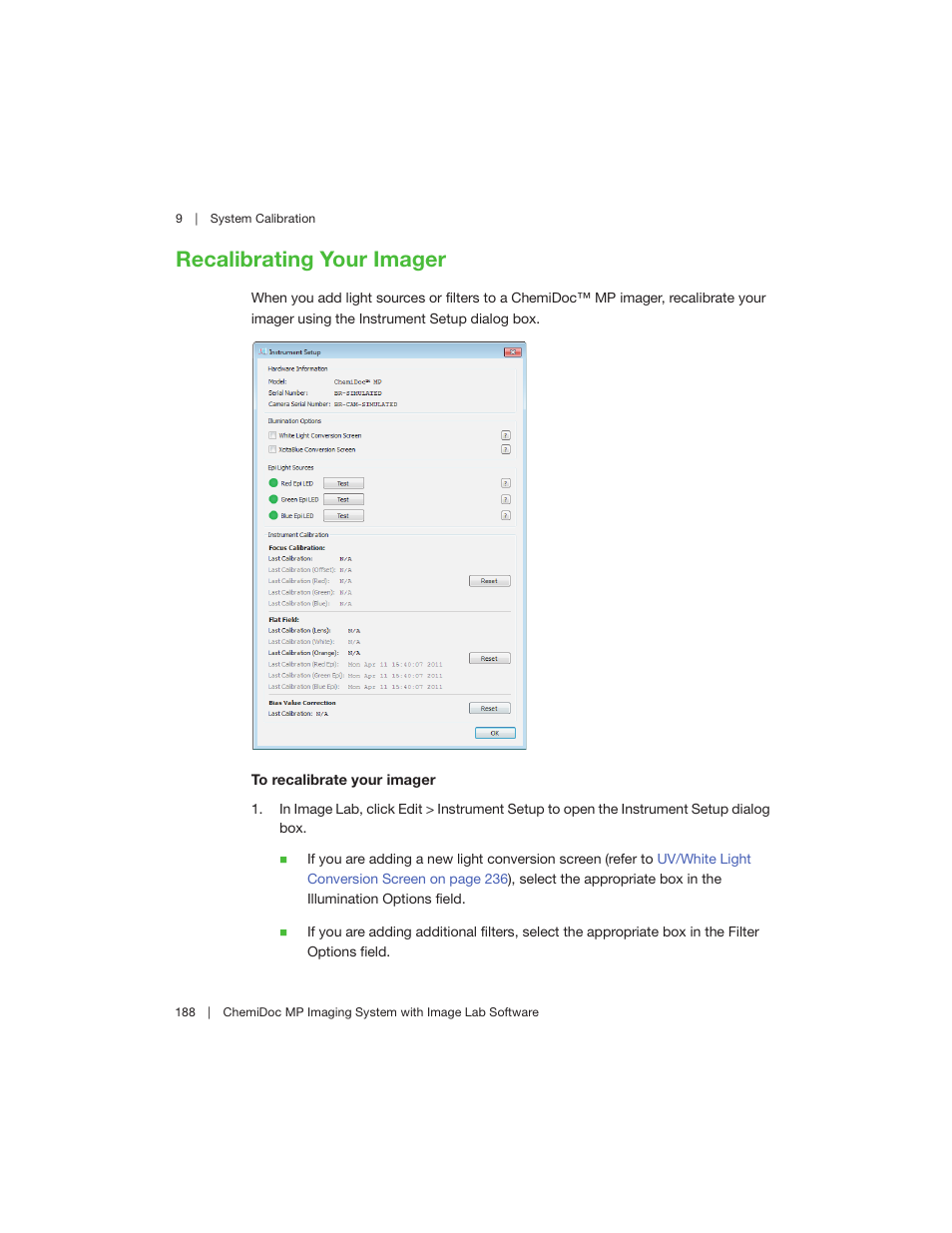 Recalibrating your imager | Bio-Rad Image Lab™ Software User Manual | Page 188 / 260