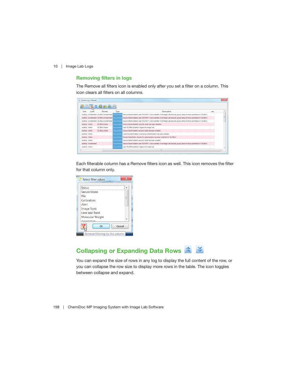 Collapsing or expanding data rows | Bio-Rad Image Lab™ Software User Manual | Page 198 / 260