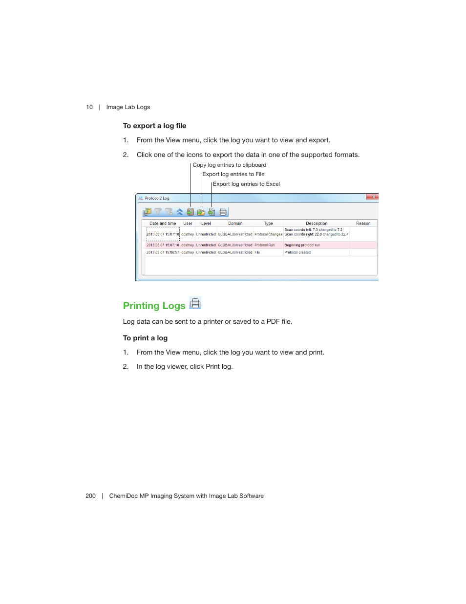 Printing logs | Bio-Rad Image Lab™ Software User Manual | Page 200 / 260