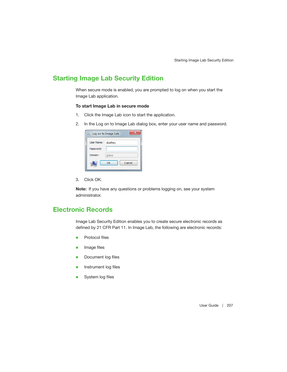 Starting image lab security edition, Electronic records | Bio-Rad Image Lab™ Software User Manual | Page 207 / 260