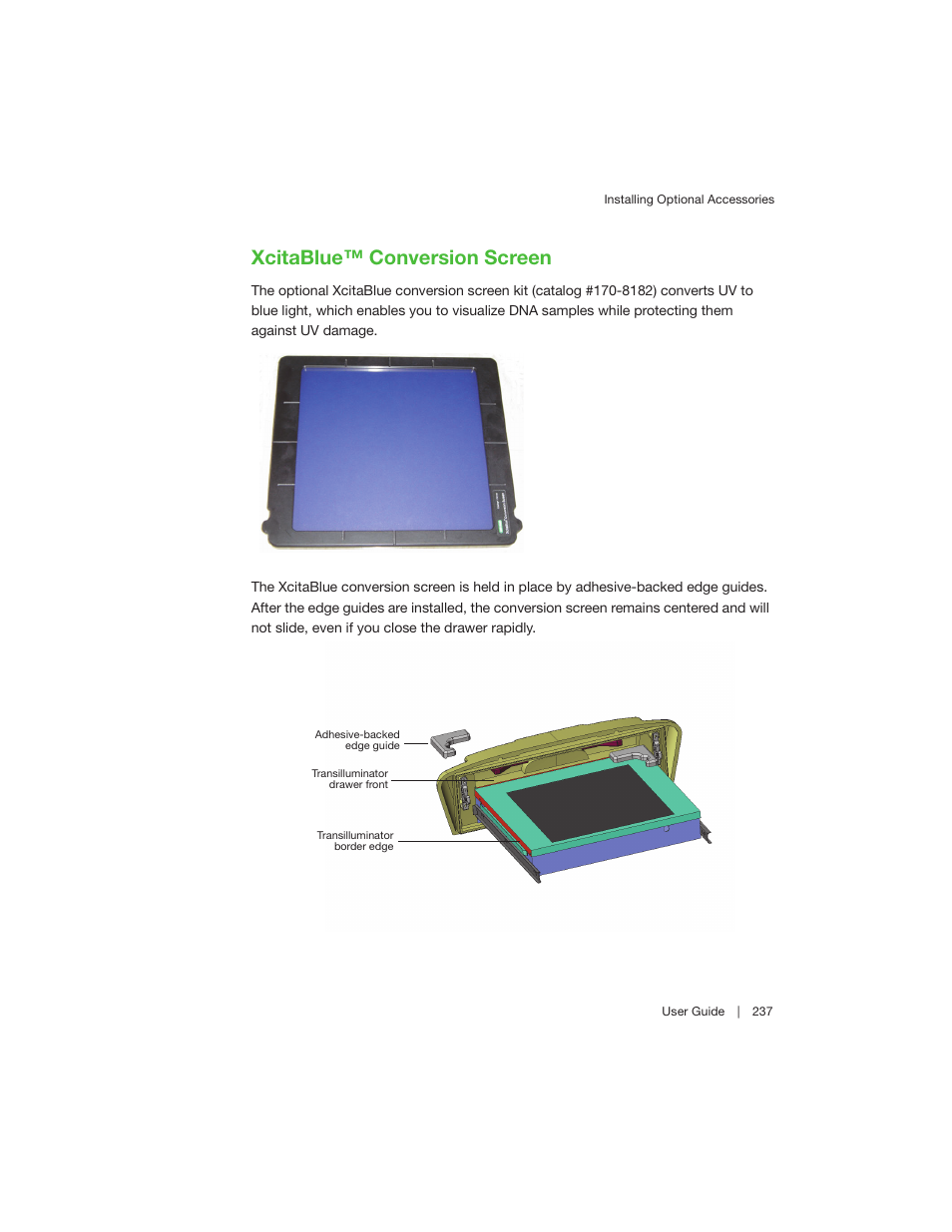 Xcitablue™ conversion screen | Bio-Rad Image Lab™ Software User Manual | Page 237 / 260