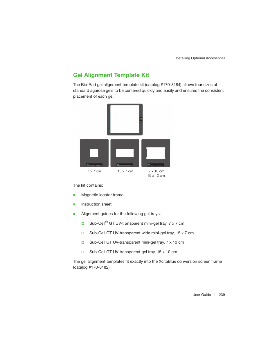 Gel alignment template kit | Bio-Rad Image Lab™ Software User Manual | Page 239 / 260