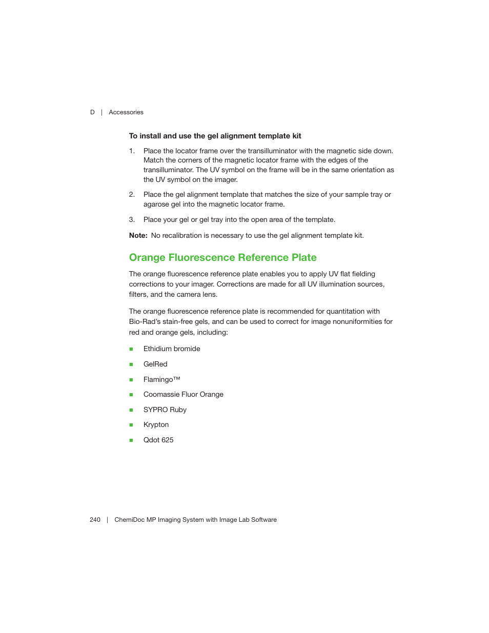 Orange fluorescence reference plate | Bio-Rad Image Lab™ Software User Manual | Page 240 / 260