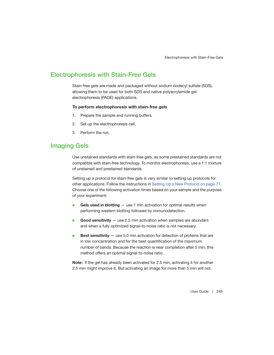 Electrophoresis with stain-free gels, Imaging gels, Electrophoresis with stain-free gels imaging gels | Bio-Rad Image Lab™ Software User Manual | Page 249 / 260