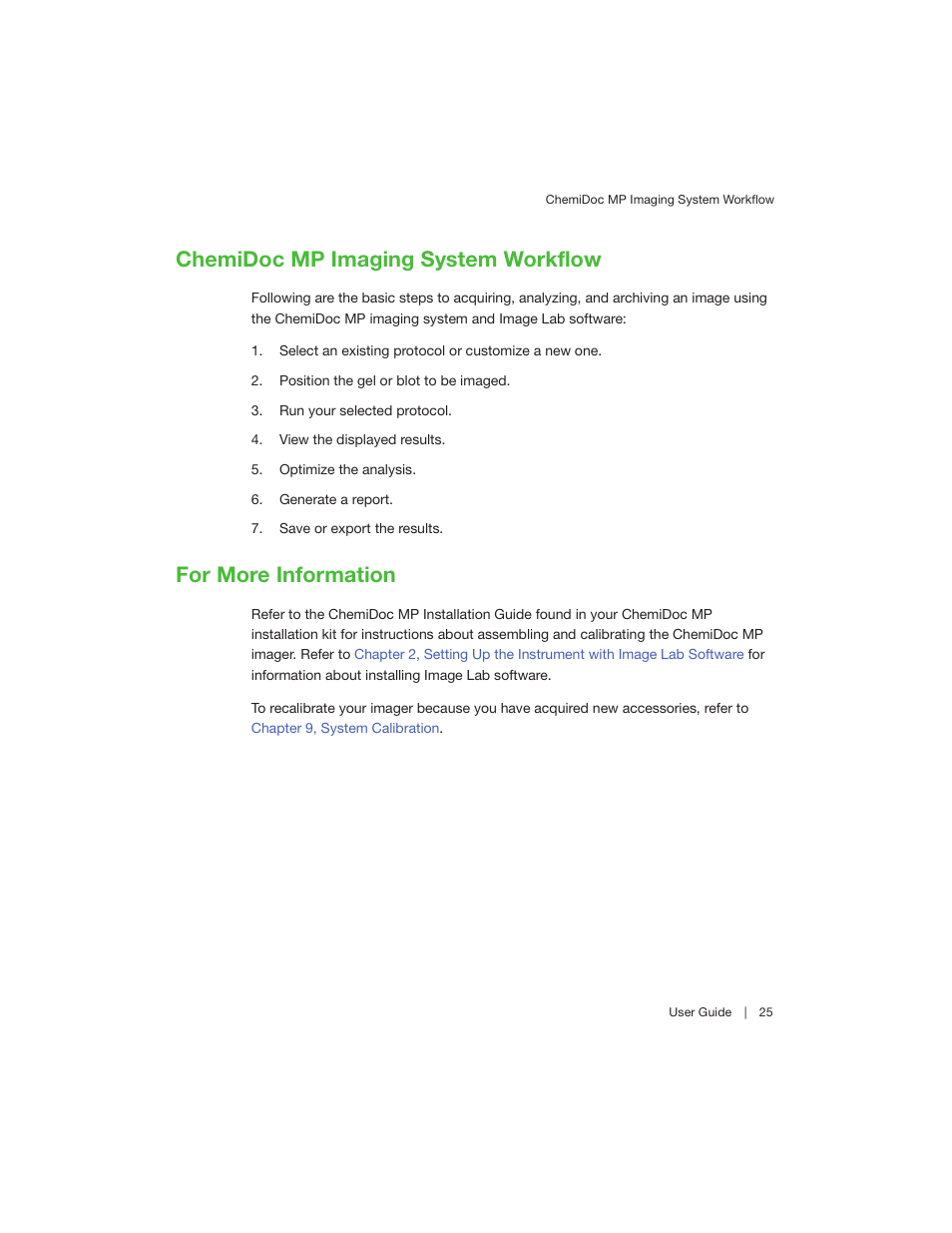 Chemidoc mp imaging system workflow, For more information | Bio-Rad Image Lab™ Software User Manual | Page 25 / 260