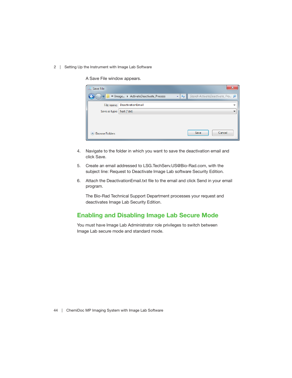 Enabling and disabling image lab secure mode | Bio-Rad Image Lab™ Software User Manual | Page 44 / 260