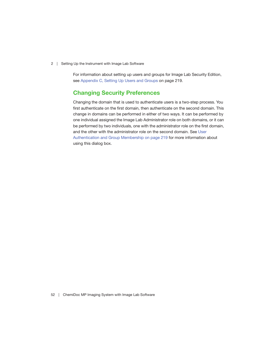 Changing security preferences | Bio-Rad Image Lab™ Software User Manual | Page 52 / 260