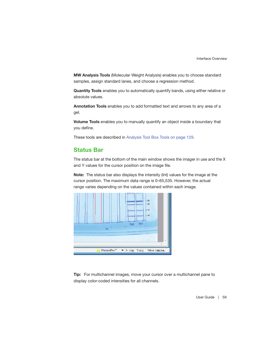 Status bar | Bio-Rad Image Lab™ Software User Manual | Page 59 / 260