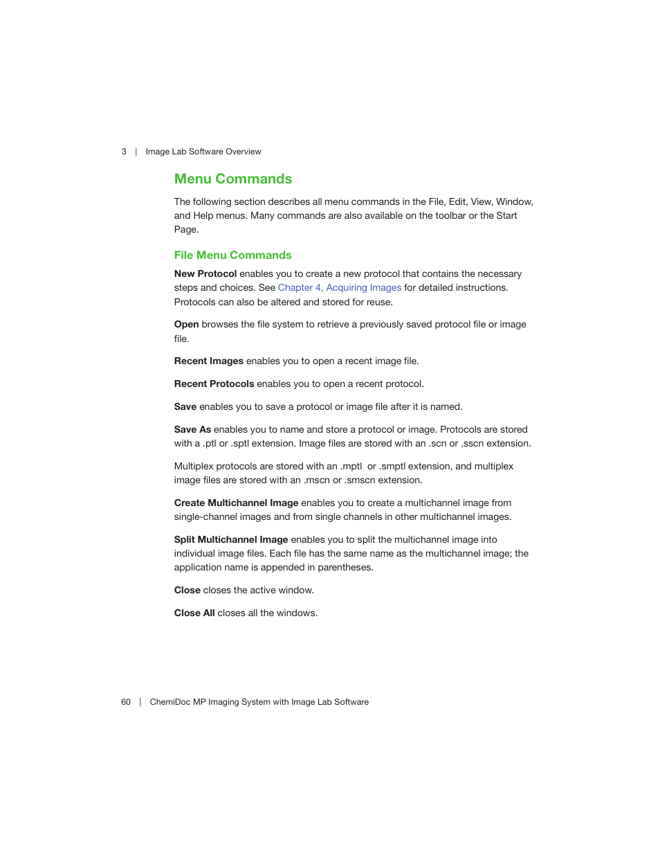 Menu commands | Bio-Rad Image Lab™ Software User Manual | Page 60 / 260