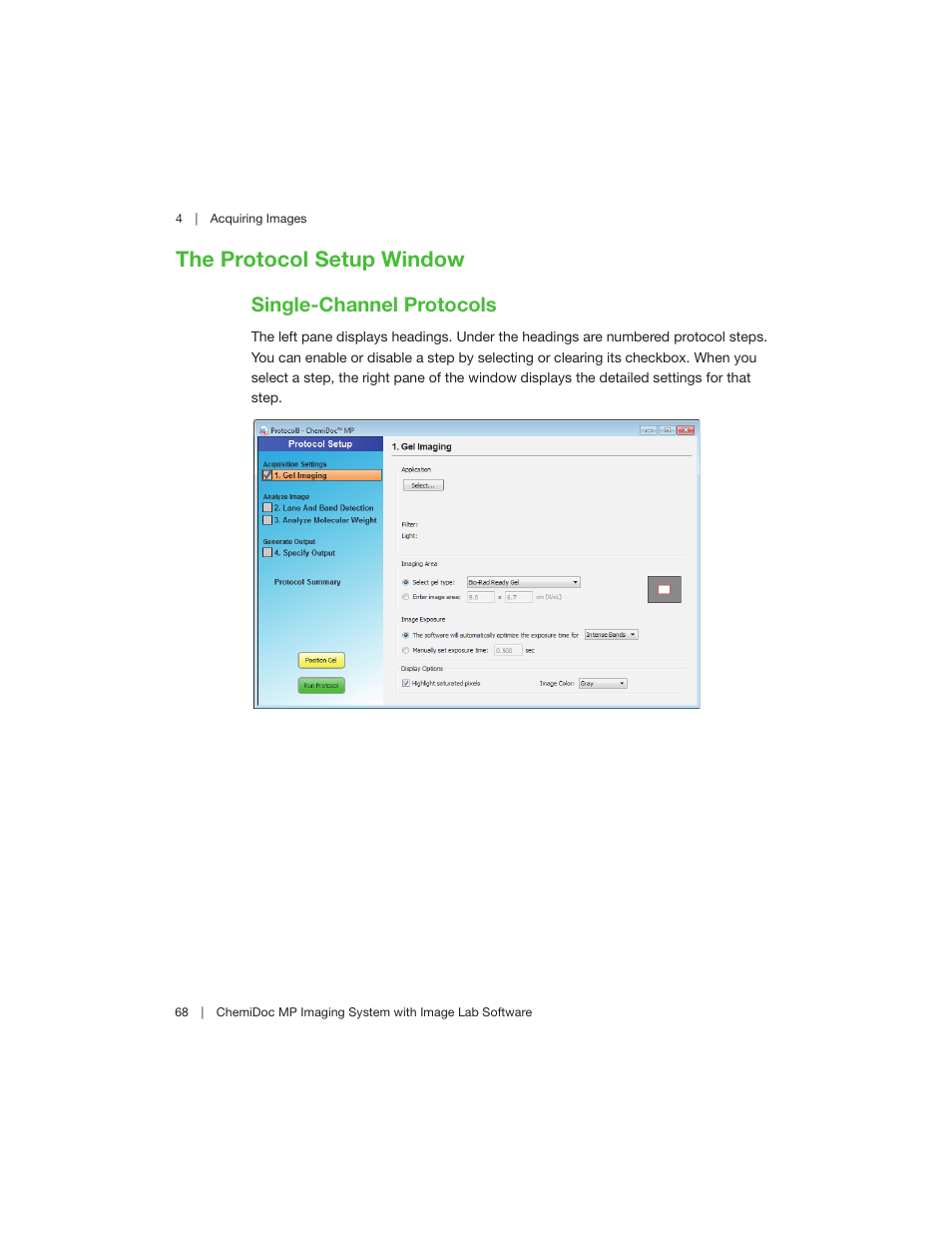 The protocol setup window, Single-channel protocols | Bio-Rad Image Lab™ Software User Manual | Page 68 / 260