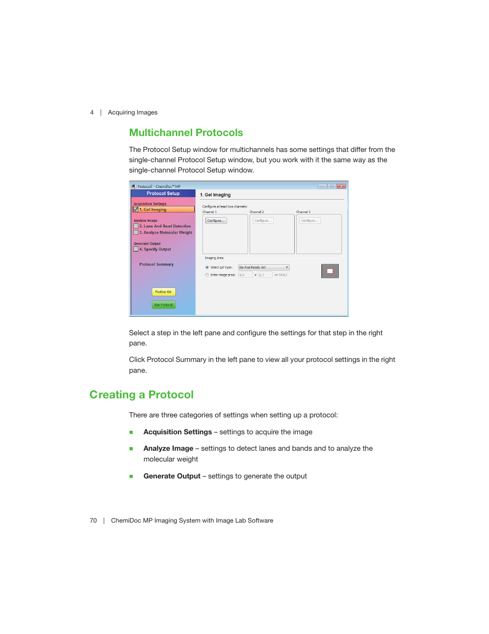 Multichannel protocols, Creating a protocol | Bio-Rad Image Lab™ Software User Manual | Page 70 / 260