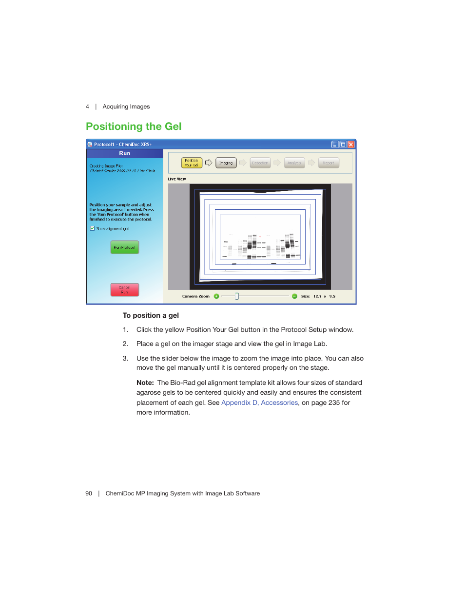 Positioning the gel | Bio-Rad Image Lab™ Software User Manual | Page 90 / 260