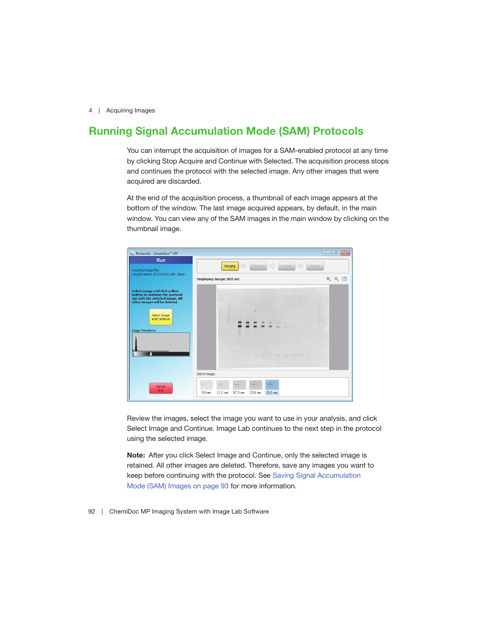 Running signal accumulation mode (sam) protocols | Bio-Rad Image Lab™ Software User Manual | Page 92 / 260