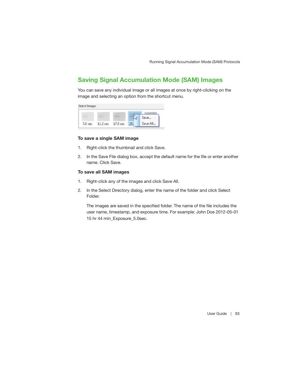 Saving signal accumulation mode (sam) images | Bio-Rad Image Lab™ Software User Manual | Page 93 / 260