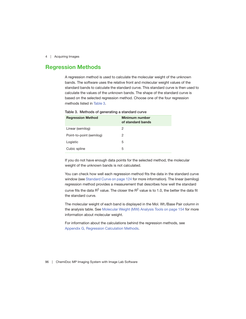 Regression methods, Regression methods on | Bio-Rad Image Lab™ Software User Manual | Page 96 / 260