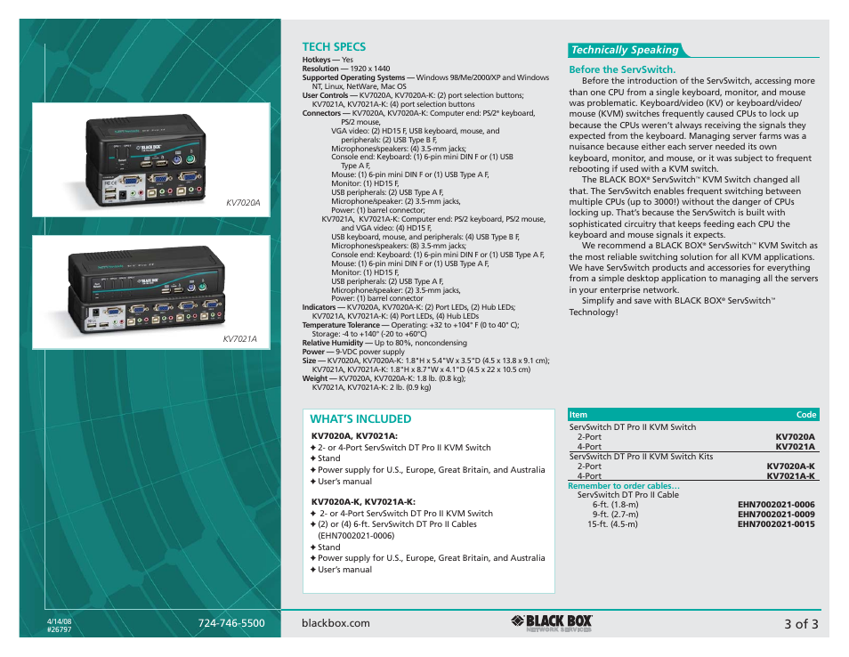 3 of 3, Tech specs, What‘s included | Black Box DT Pro II User Manual | Page 3 / 3