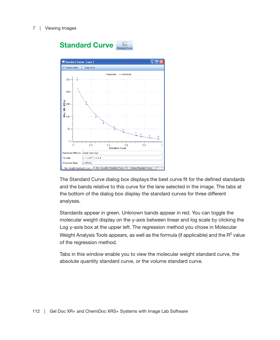 Standard curve, Window (see | Bio-Rad Image Lab™ Software User Manual | Page 112 / 236