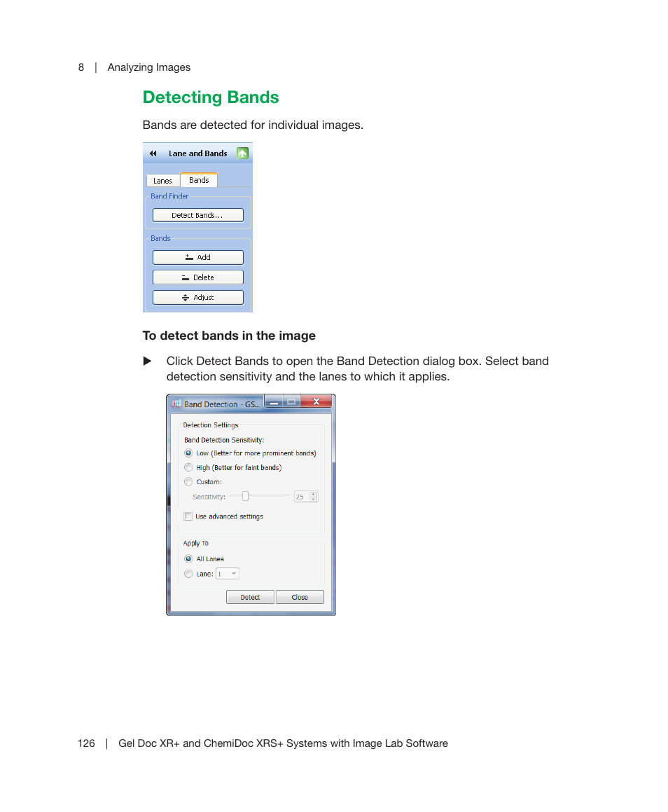 Detecting bands | Bio-Rad Image Lab™ Software User Manual | Page 126 / 236