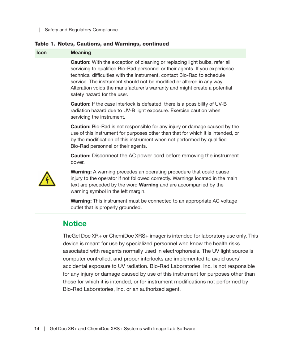 Notice | Bio-Rad Image Lab™ Software User Manual | Page 14 / 236