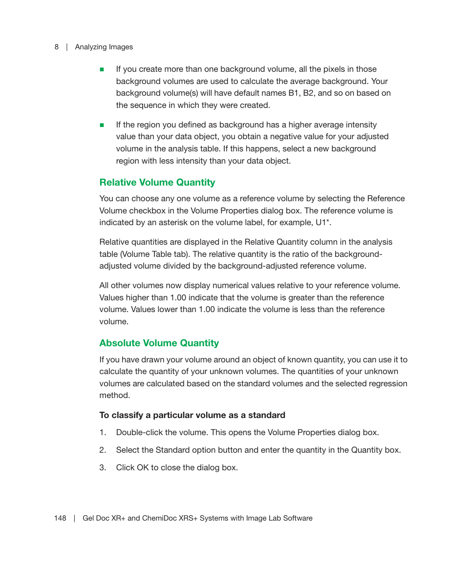 E used for absolute quantities. see, Absolute volume quantity | Bio-Rad Image Lab™ Software User Manual | Page 148 / 236