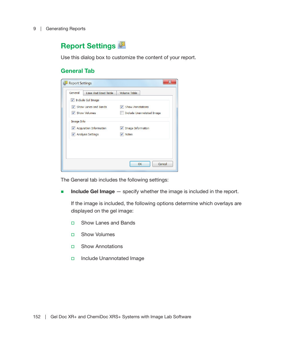 Report settings | Bio-Rad Image Lab™ Software User Manual | Page 152 / 236