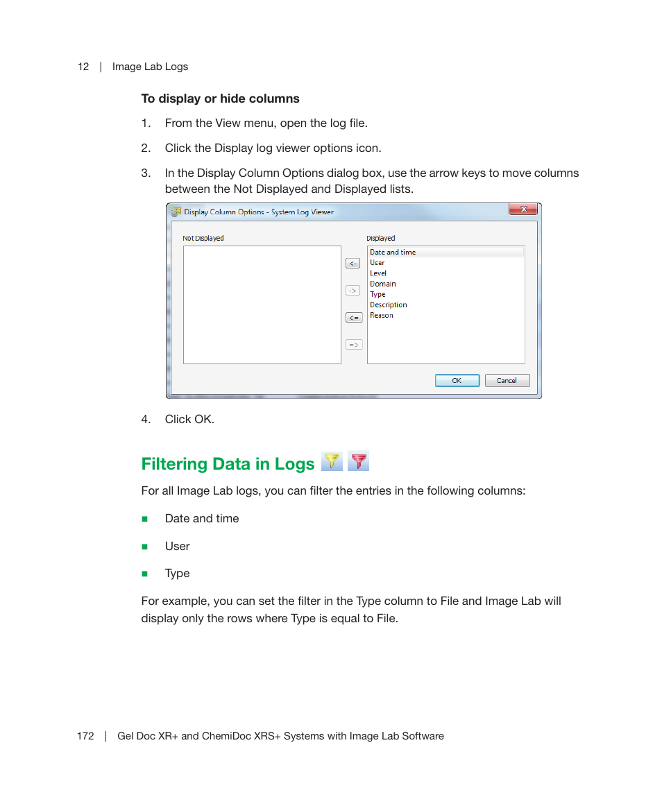 Filtering data in logs | Bio-Rad Image Lab™ Software User Manual | Page 172 / 236