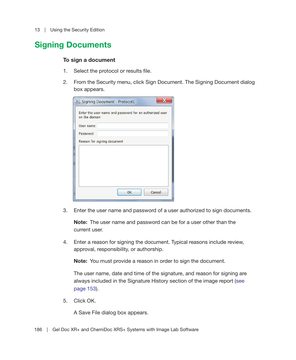 Signing documents | Bio-Rad Image Lab™ Software User Manual | Page 186 / 236