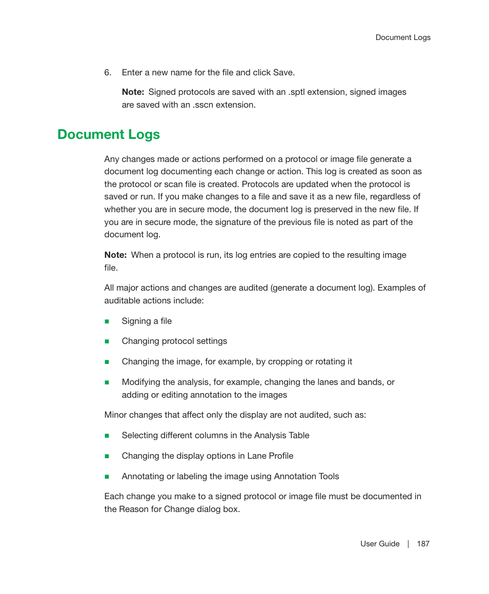 Document logs | Bio-Rad Image Lab™ Software User Manual | Page 187 / 236