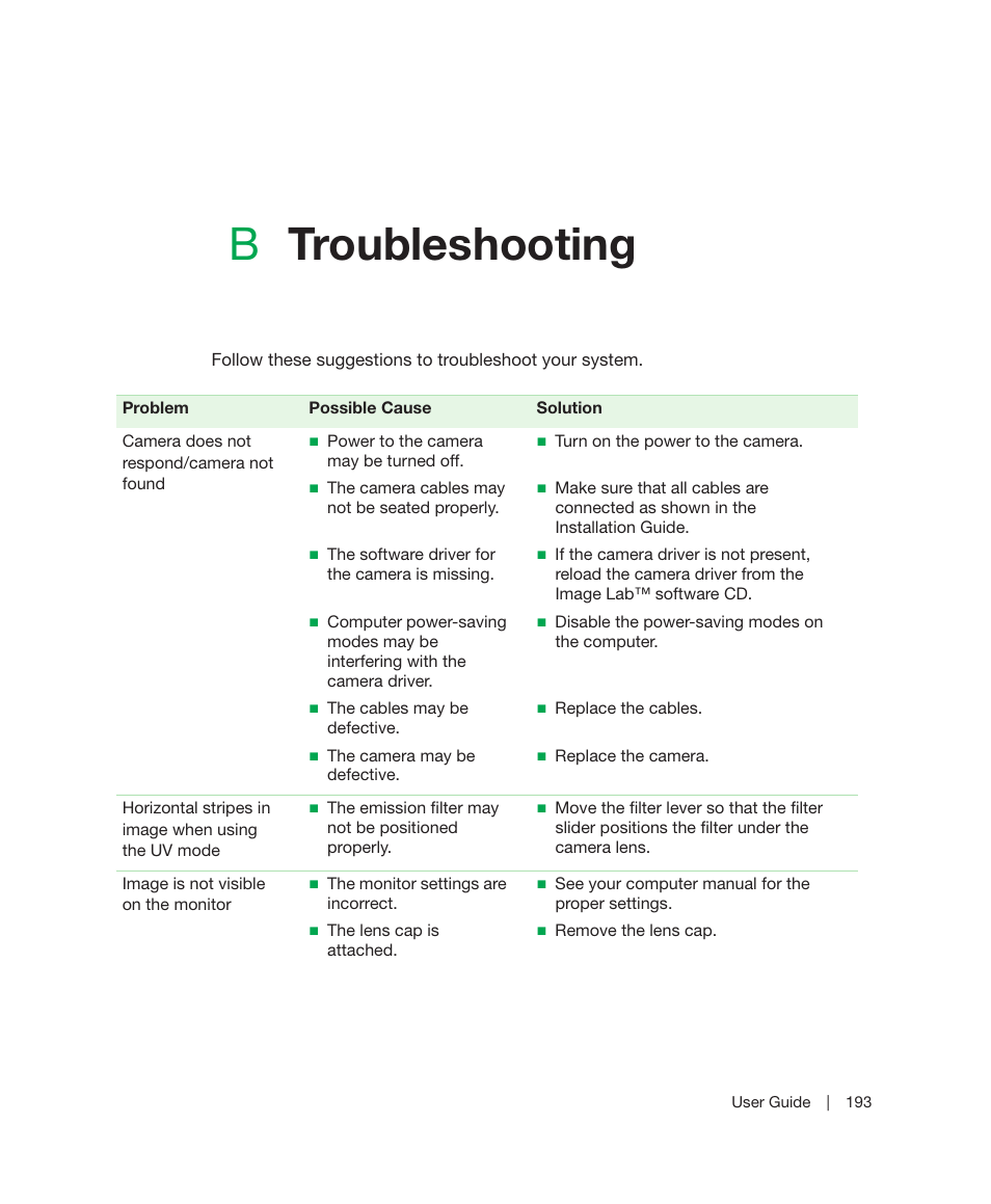 B troubleshooting, Appendix b, Troubleshooting | Btroubleshooting | Bio-Rad Image Lab™ Software User Manual | Page 193 / 236