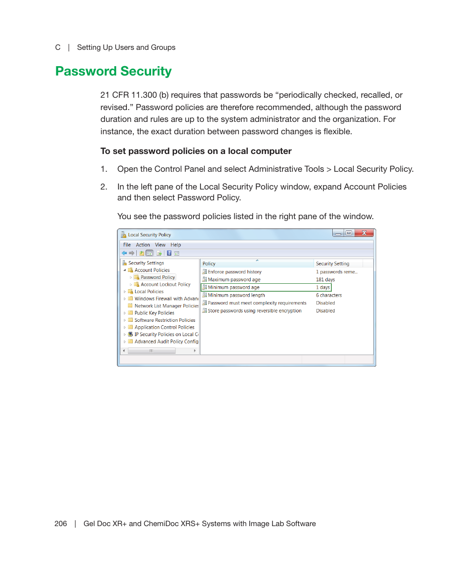 Password security | Bio-Rad Image Lab™ Software User Manual | Page 206 / 236