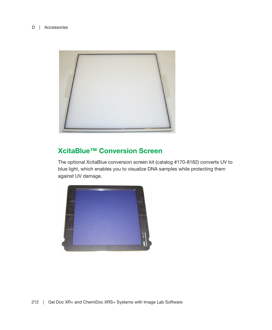 Xcitablue™ conversion screen | Bio-Rad Image Lab™ Software User Manual | Page 212 / 236