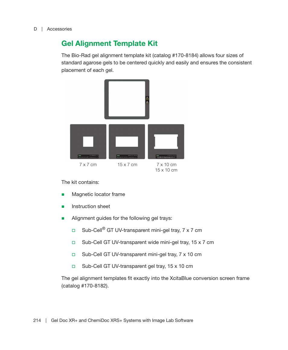 Gel alignment template kit | Bio-Rad Image Lab™ Software User Manual | Page 214 / 236