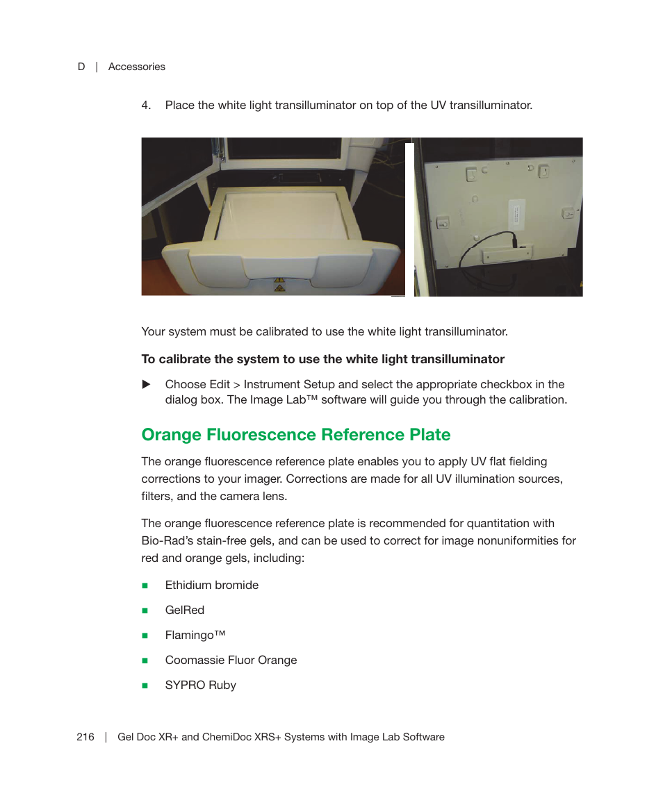 Orange fluorescence reference plate | Bio-Rad Image Lab™ Software User Manual | Page 216 / 236