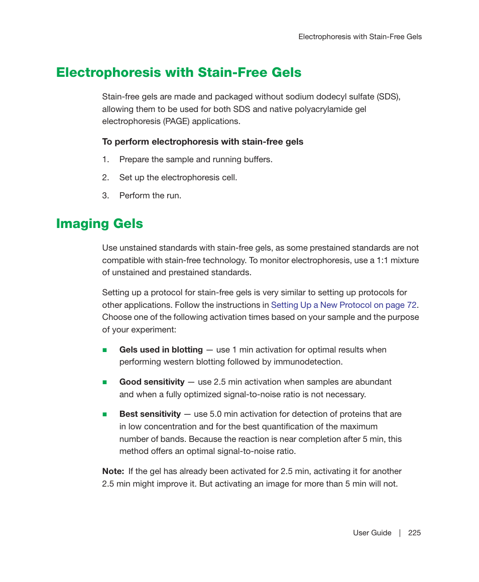 Electrophoresis with stain-free gels, Imaging gels, Electrophoresis with stain-free gels imaging gels | Bio-Rad Image Lab™ Software User Manual | Page 225 / 236
