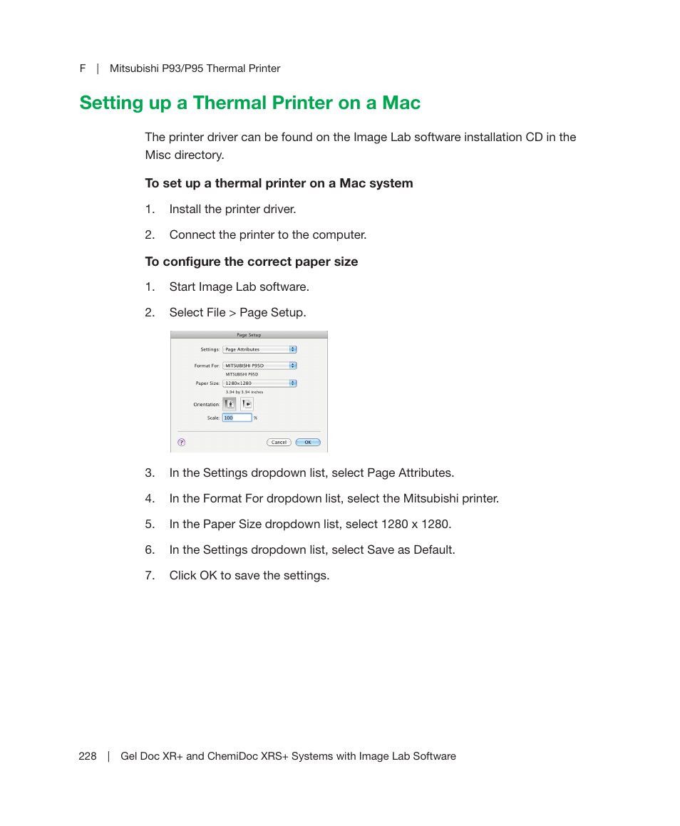 Setting up a thermal printer on a mac | Bio-Rad Image Lab™ Software User Manual | Page 228 / 236