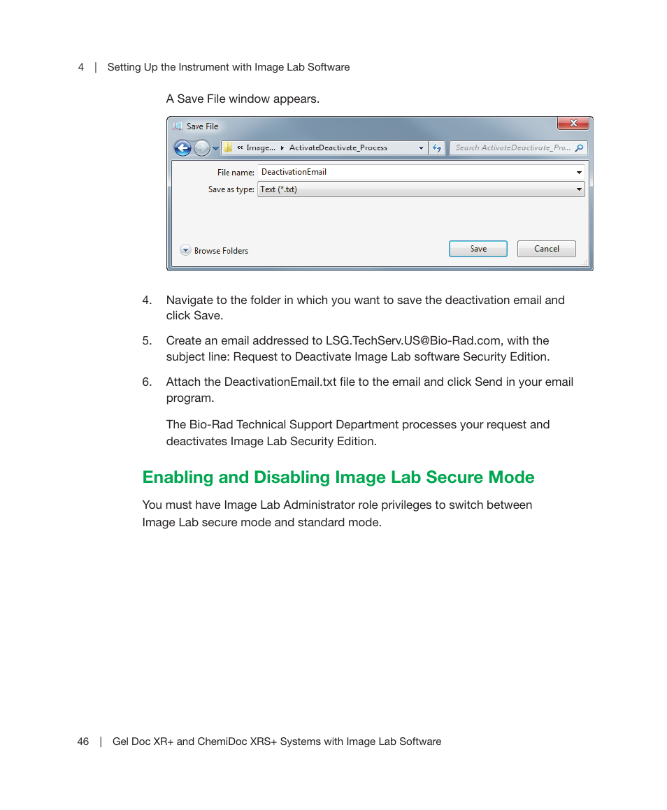 Enabling and disabling image lab secure mode | Bio-Rad Image Lab™ Software User Manual | Page 46 / 236