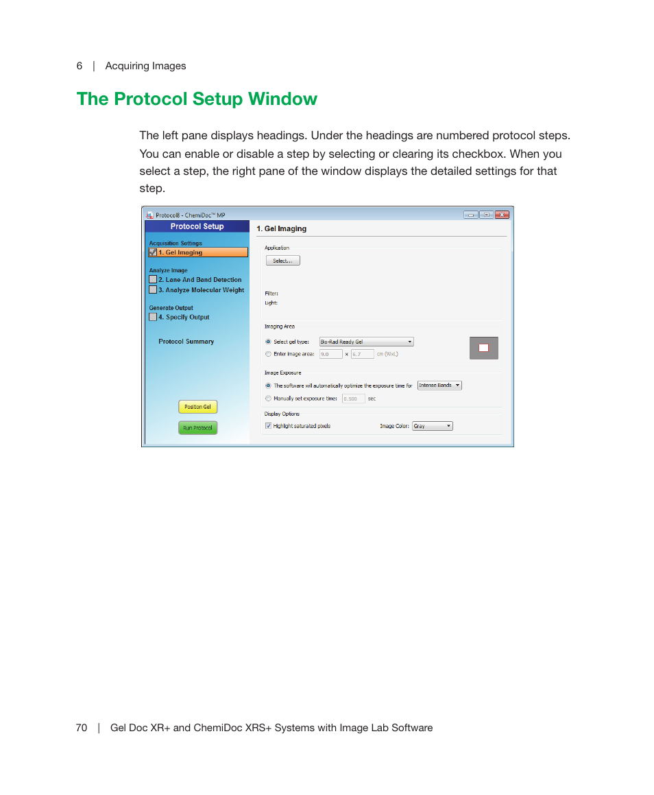 The protocol setup window | Bio-Rad Image Lab™ Software User Manual | Page 70 / 236