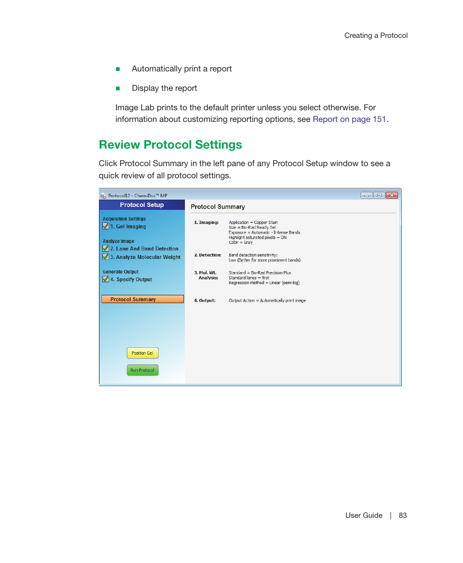 Review protocol settings | Bio-Rad Image Lab™ Software User Manual | Page 83 / 236