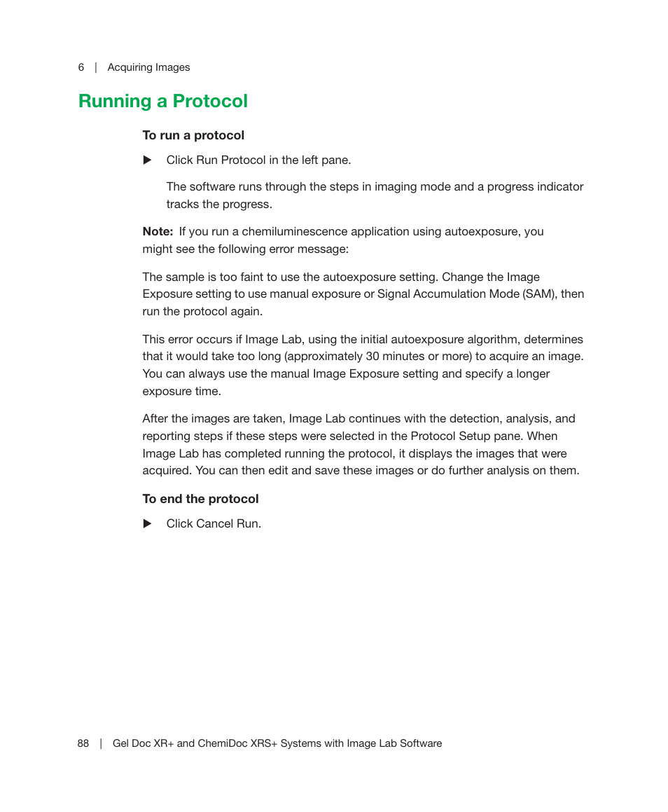 Running a protocol | Bio-Rad Image Lab™ Software User Manual | Page 88 / 236