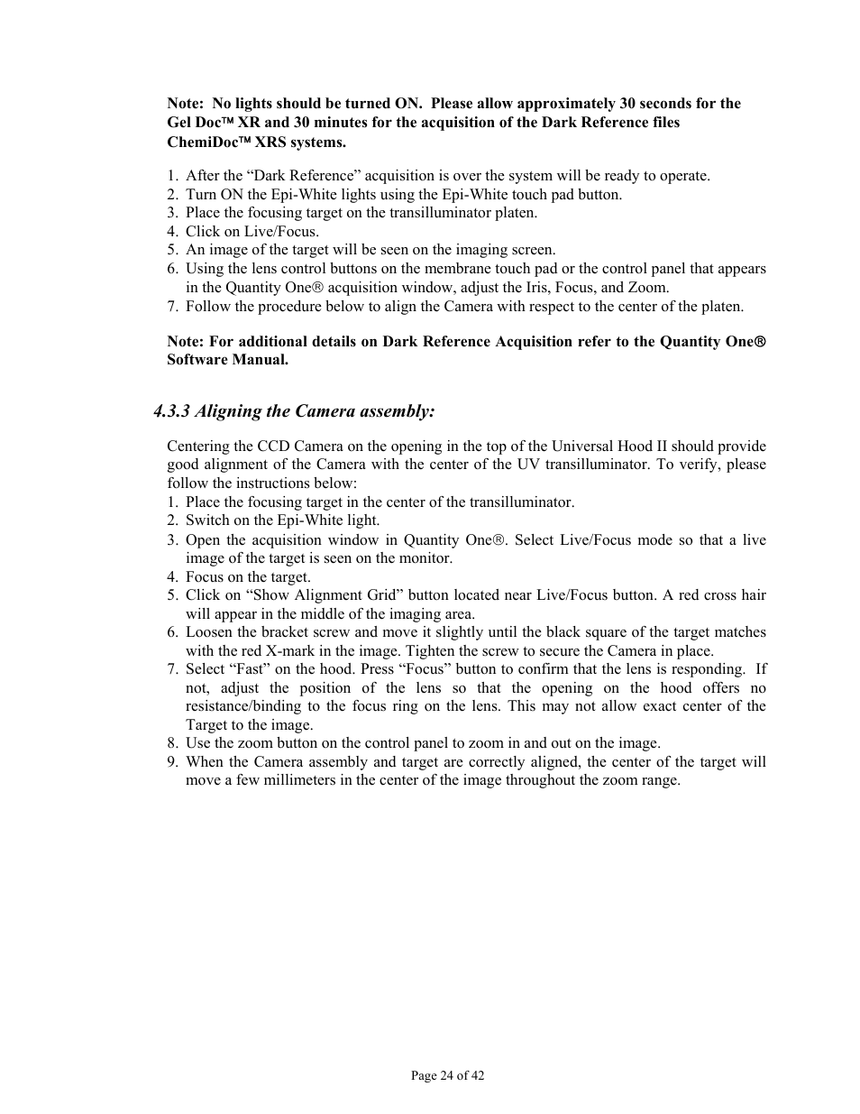 Bio-Rad Gel Doc™ XR+ System User Manual | Page 24 / 42