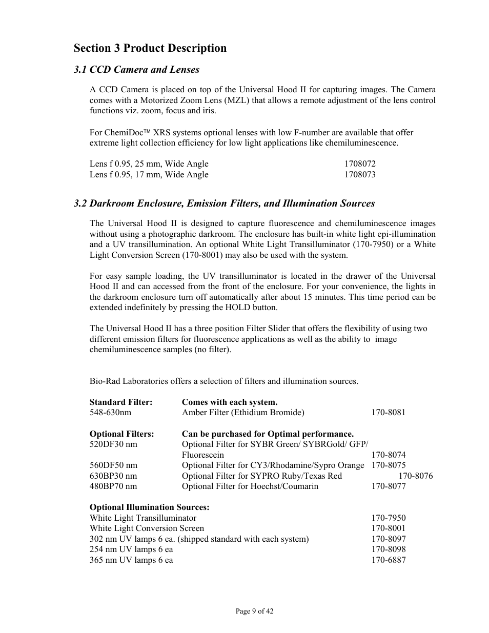 Bio-Rad Gel Doc™ XR+ System User Manual | Page 9 / 42