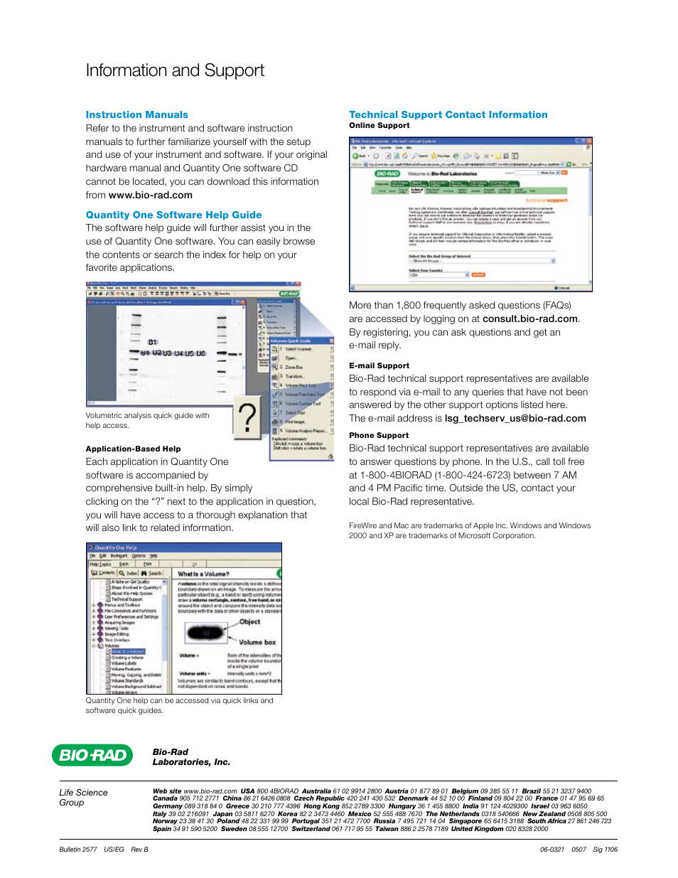 Information and support | Bio-Rad Gel Doc™ XR+ System User Manual | Page 4 / 4