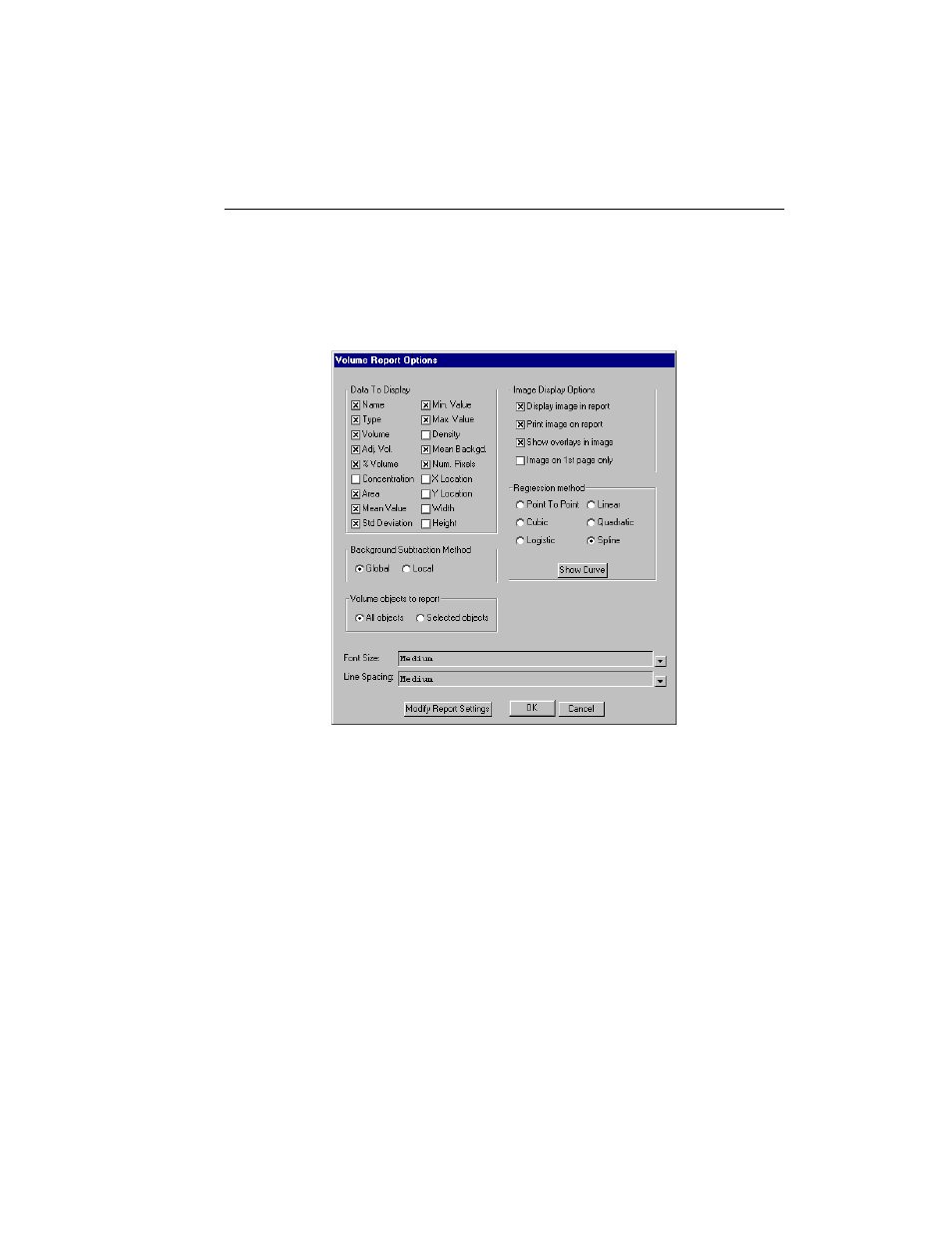 A volume report options | Bio-Rad Quantity One 1-D Analysis Software User Manual | Page 230 / 444