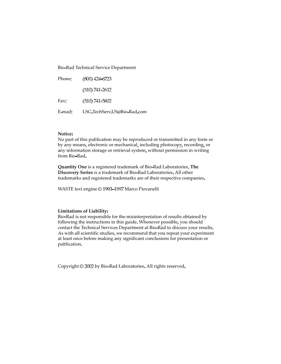 Bio-Rad Quantity One 1-D Analysis Software User Manual | Page 3 / 444