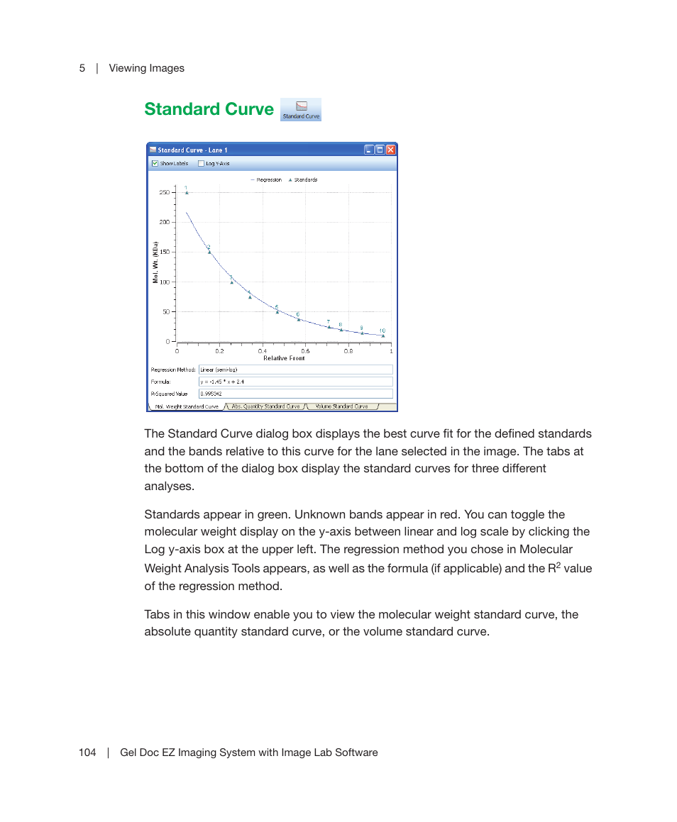 Standard curve | Bio-Rad Image Lab™ Software User Manual | Page 104 / 212
