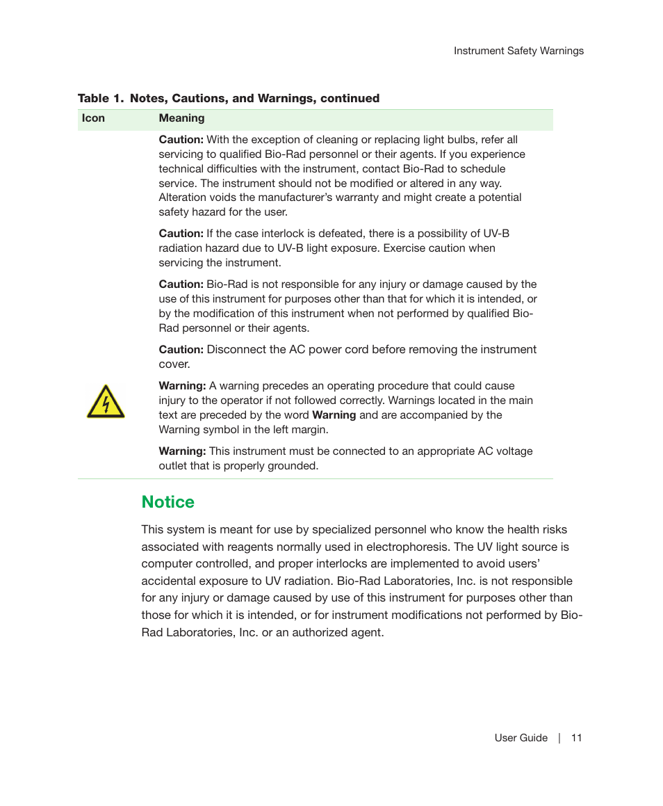 Notice | Bio-Rad Image Lab™ Software User Manual | Page 11 / 212